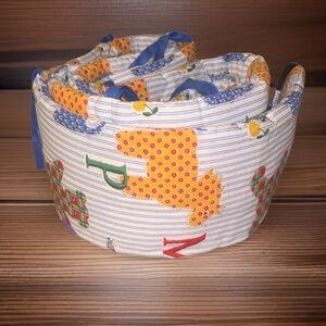 VTG Judi's Bumper Pad Padding Animals Letters Blue White Stripes y2k